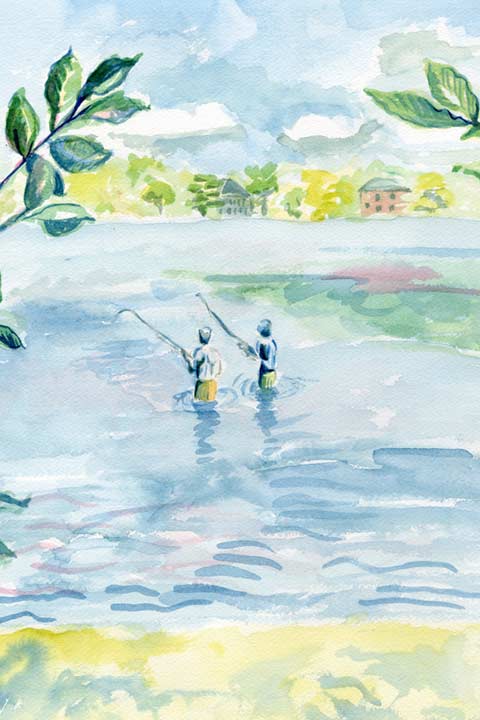 fishing watercolor